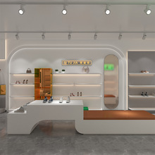 定制鞋子展示柜烤漆橙色商场专卖店包包公司展厅弧形产品开店展柜