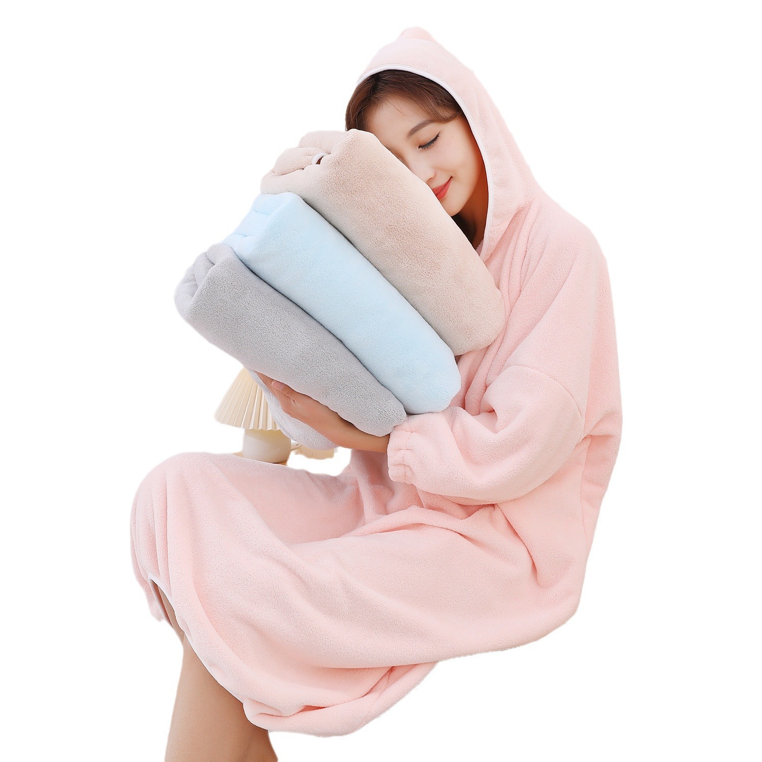 목욕 타월 목욕 가운 여성의 물 흡수성 빠른 건조 목욕 원피스 가을과 겨울 새로운 도착 웨어러블 타월 머리없는 두꺼운 잠옷