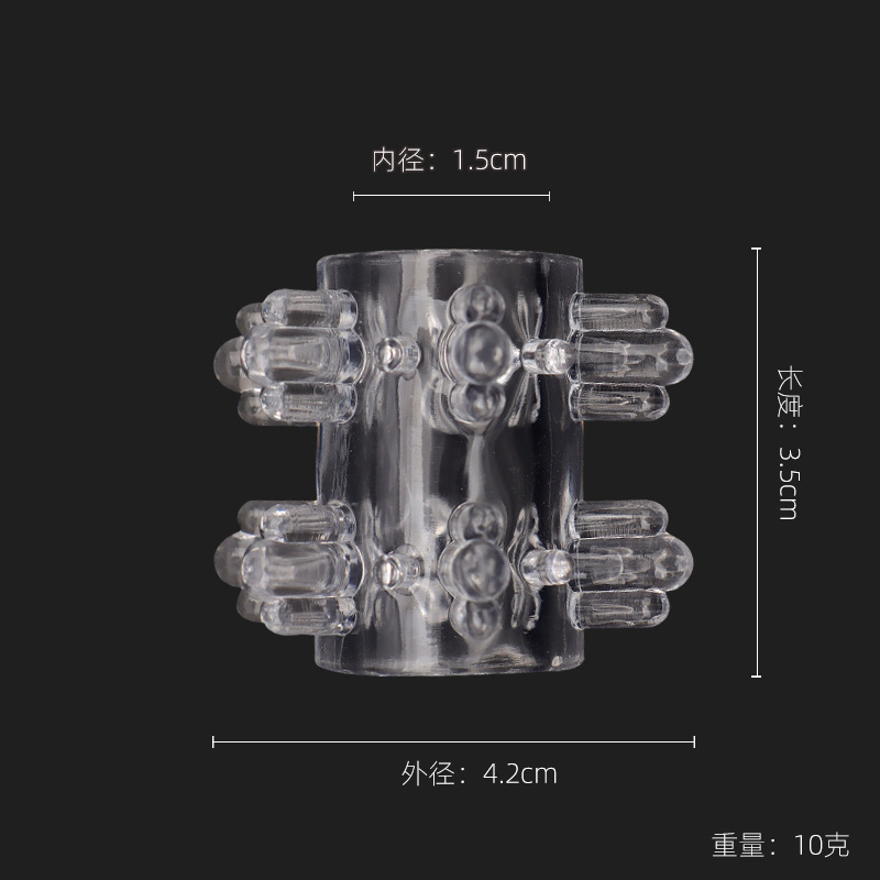 Thorned TPE Locking Ring Sleeve, Textured Foreskin-Blocking Adult Toy, Clear — detail image 1