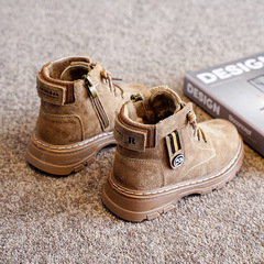 Boys' Martin Boots Autumn/Winter Casual Soft Sole 2024 New Korean Style Cowhide Children's Short Boots Fashion Boys Cotton Boots