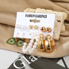 Earrings from pearl, retro metal set, Aliexpress, European style, wholesale