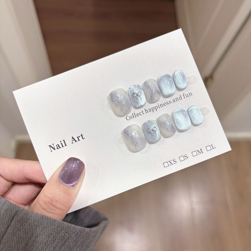 Jx Wearable Short Style Handmade Cat Eye Wearable Nails Ice Transparent High-End Detachable Nail Tips Fake Nails Manicure Jx Wearable Short Style Handmade Cat Eye Wearable Nails Ice Transparent High-End Detachable Nail Tips Fake Nails Manicure