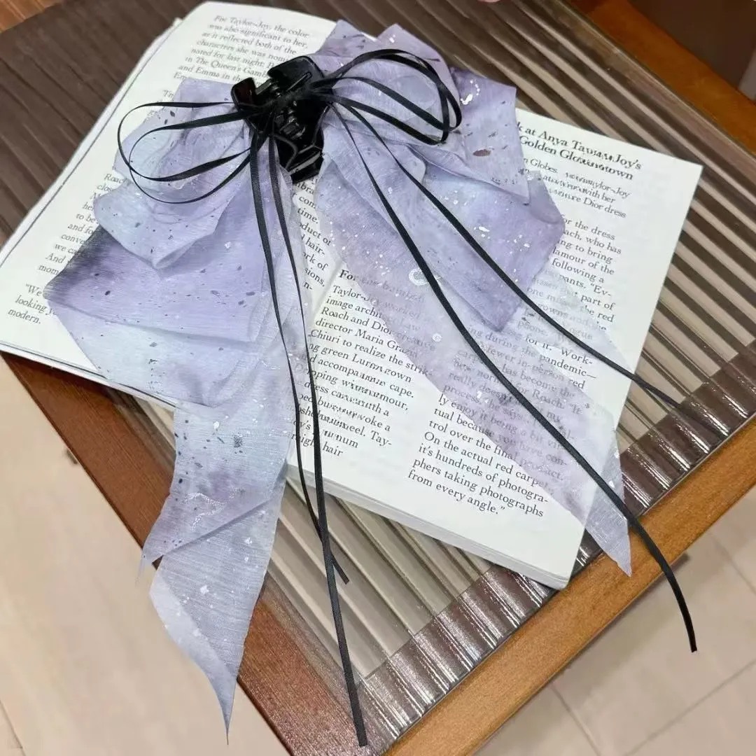 French-Style Multi-Layer Pendant Ribbon Bow Hair Clip for Women, Ponytail Clip, Half-Tied Hairpin Hair Accessory