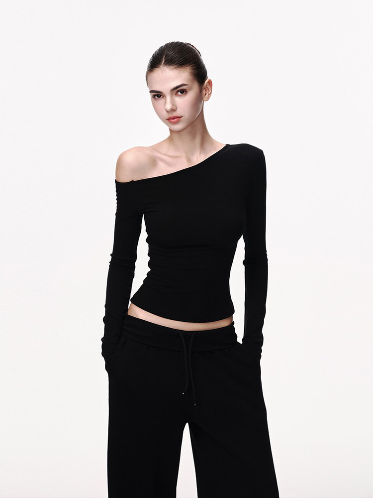 Black spring fitted base body-friendly sexy long-sleeve