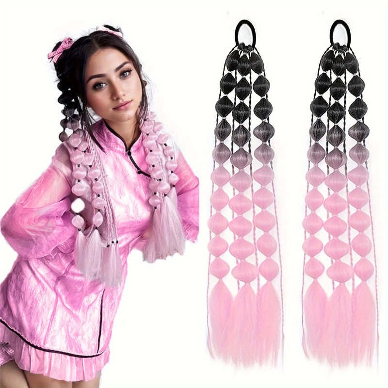 2026 New Cross-Border Dropshipping Color Synthetic Hair Braids Bubble Ponytail Hair Accessories Cross-Border Dropshipping