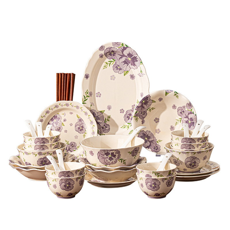 Cuencos de cerámica personalizados con flores de alto valor de visualización cuencos de orejas pequeños platos frescos de platos domésticos image 5