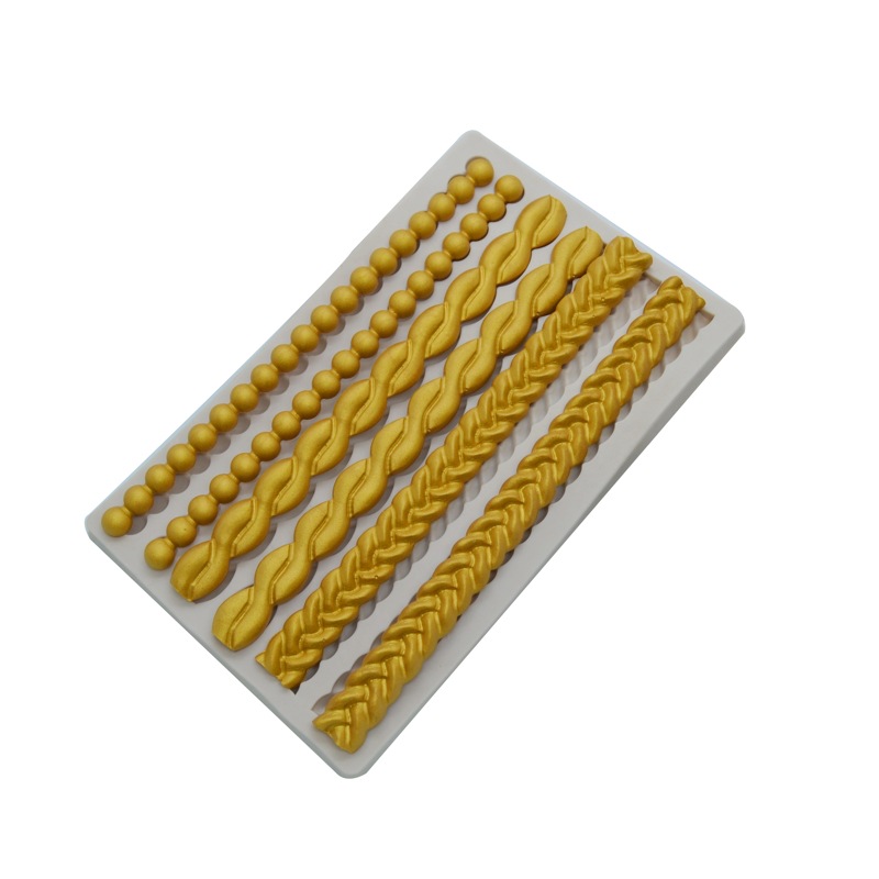 Molde de fondant de silicona Patrón de tejido de perlas Molde de pastel Decoración de borde de pastel Molde de ritmo seco Molde epoxi