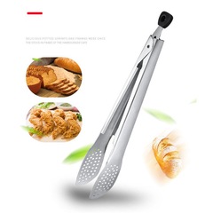 Wholesale 304 stainless steel silicone food tongs, extended kitchen baking bread tongs, creative barbecue tongs, steak tongs
