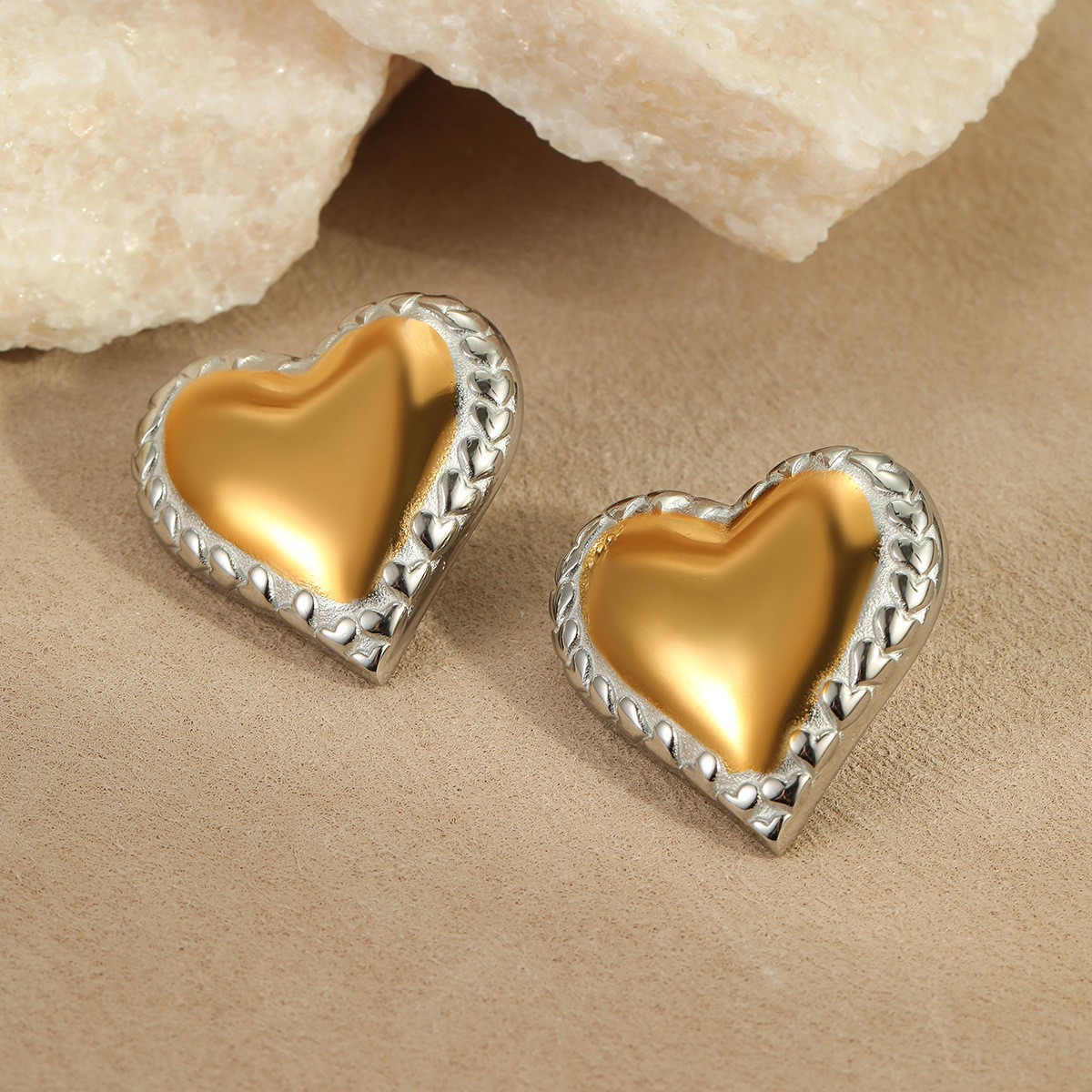 12g Weight 0.03µm-0.05µm Gold Plating Thickness PVD Coated Gold Plating Process 304 Stainless Steel Ear Needle Material Real Gold Plated Plating Material Drop Earrings, Ear Studs Classification 1 Pair Quantity Holiday, Daily Occasion 304 Stainless Steel Material Heart Shape Pattern All Seasons Season Women's Gender Polished Finish IG Style, Elegant, Modern Style Style Waterproof Non Tarnish, Mixed Metal, Plating Craft PVD Coated Real Gold Plated Heart Shape 304 Stainless Steel IG Style Elegant Modern Style Waterproof Non Tarnish Drop Earrings Ear Studs 15
