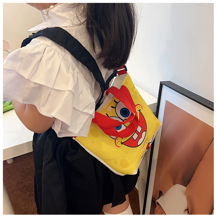 2023 Trendy and fashionable children's canvas cartoon printed crossbody bag, Korean version cute single-shoulder hand-held girls' coin purse undefined
