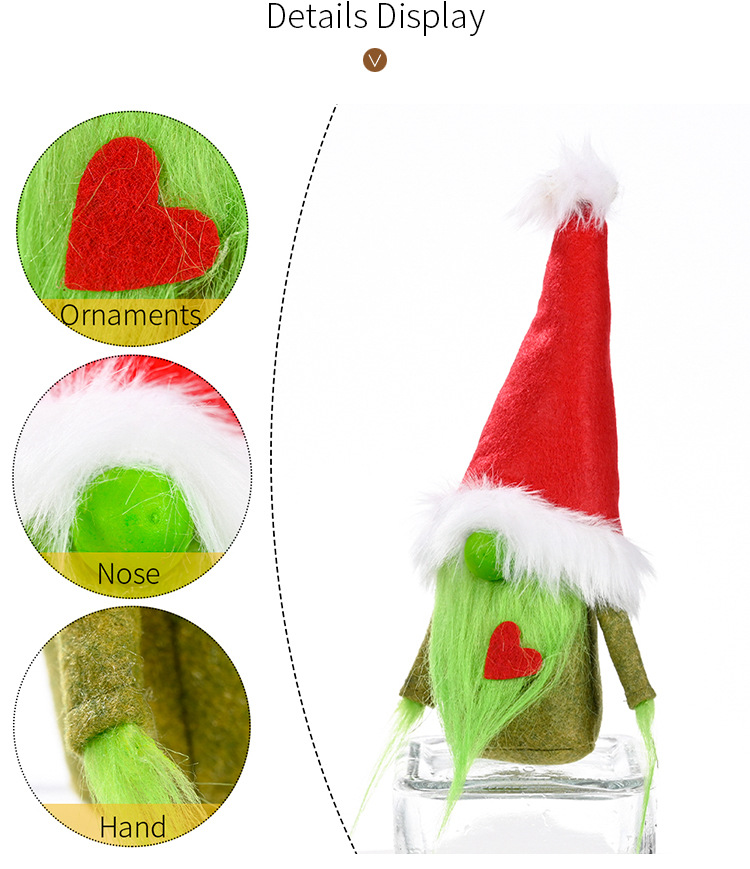 Nueva Navidad Rojo Corazón Grinch Muñeca Sin Rostro Decoración Al Por Mayor Nihaojewelry display picture 1