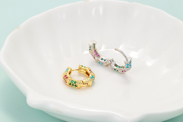 Housewarming, Anniversary, Business, Wedding, Travel, Birthday, Festival Occasion New Style Colored Diamond Bamboo Earrings Personality Geometric Irregular Shape Copper Earrings