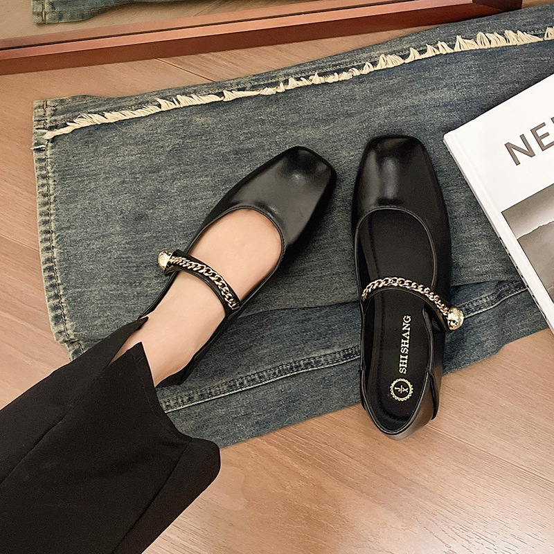 Schoenen met dikke hak in Franse stijl voor dames Lente Nieuwe één lijn gesp met klittenband Veelzijdige enkele schoenen_voghion.com