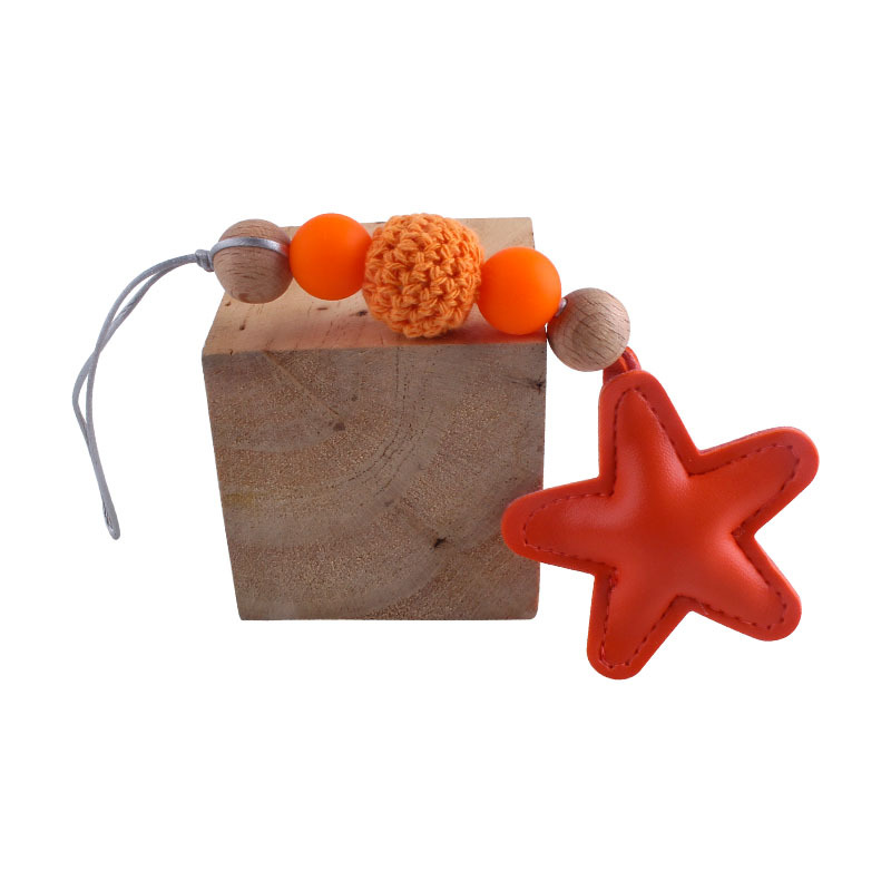 Creativo DIY nuevo colorido estrella de cinco puntas Arco Iris colgante de lana Bola de silicona perlas llavero colgante bolsa colgante