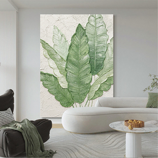 YZ.ART Pure Hand-painted Oil Painting "Family and Industry" Modern Minimal Thick Texture Decorative Painting Living Room Three-dimensional Hanging Painting