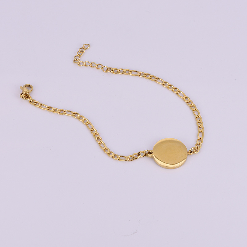 Holiday Occasion 304 Stainless Steel Material Simple Style Round Letter 304 Stainless Steel 18K Gold Plated Shell Stainless Steel Bracelets In Bulk