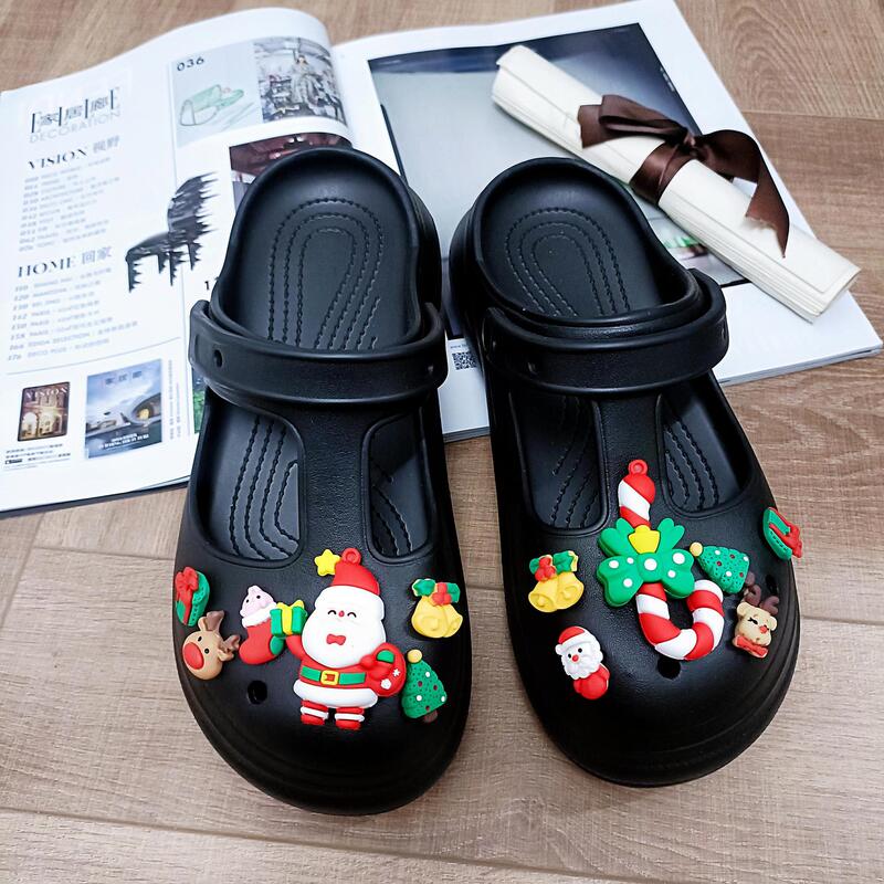 2022 New Mary Jane Christmas suit Hole Shoes Women Ins Thick Sole 6cm Summer Women's Outer Wear Beach Garden