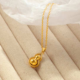 爆款福禄葫芦钛钢项链女小众设计轻奢高级感转运葫芦吊坠锁骨链女