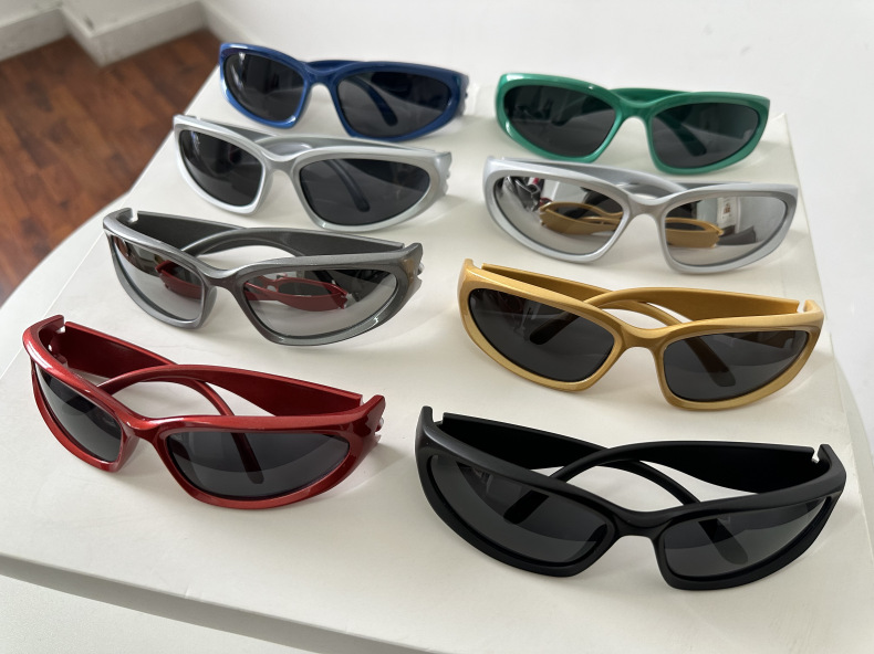 Y2K Style Silver, Black Color Y2K Irregular Color Block PC UV400 Protection Oval Frame Full Frame Women's Sunglasses