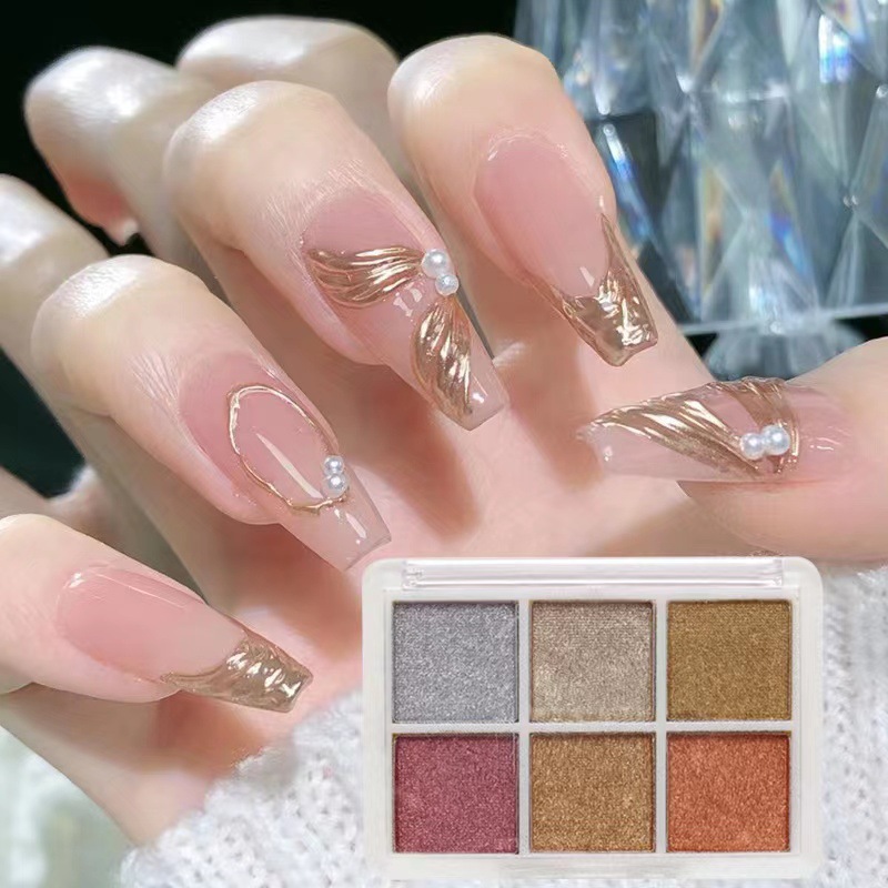 suministro directo transfronterizo de polvo de espejo mágico sólido de seis colores, polvo de aurora de oro de titanio sólido, polvo de espejo mágico sólido de manicura