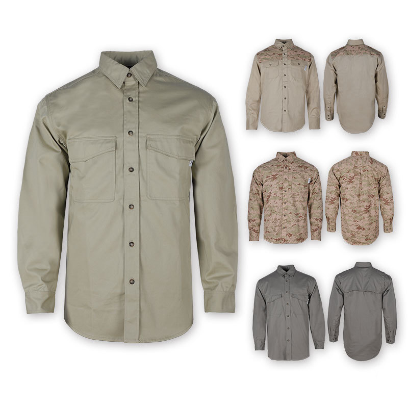 迷彩阻燃防火衬衣定  制出口防电弧阻燃衬衫工作服美洲款式E18