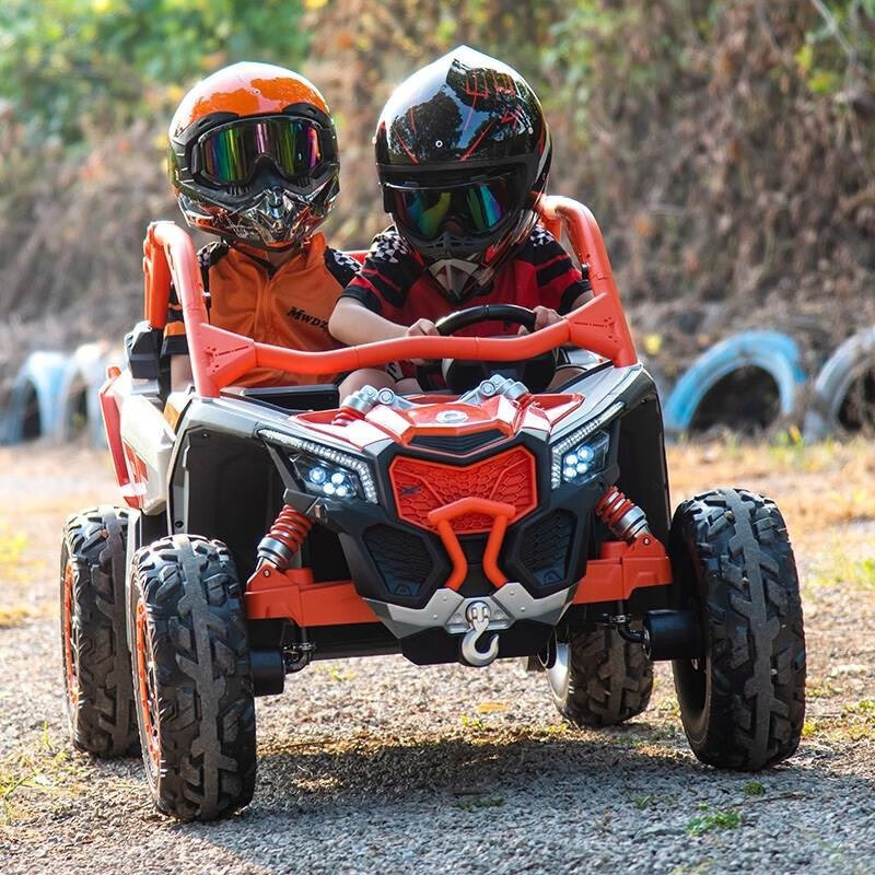 Bombardier todoterreno coche eléctrico para niños, coche de juguete para padres e hijos de cuatro ruedas, coche de control remoto para bebés de dos plazas para adultos
