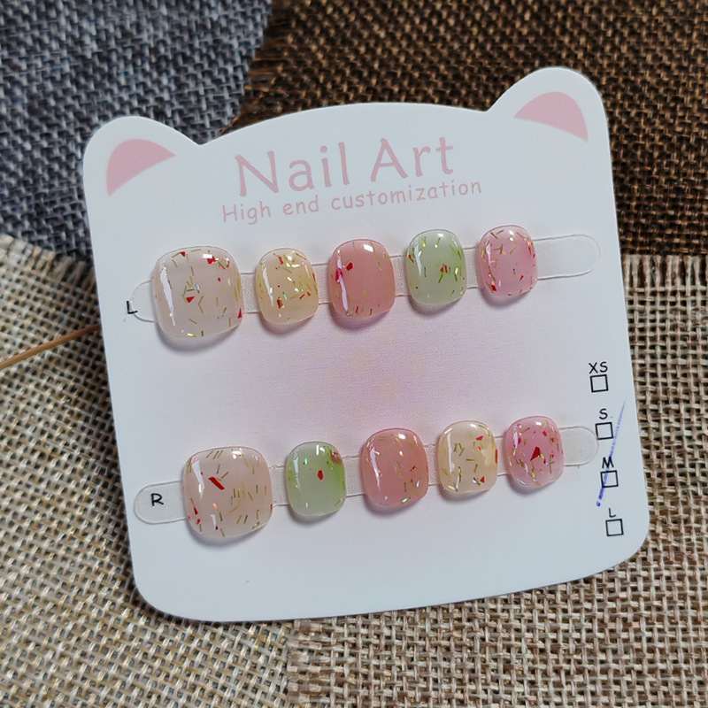 Colorful and Gorgeous Children's Wearable Nails, Simple Anti-Bite Nail Patches, Simple Handmade Manicure for Girls Aged 5-8-10