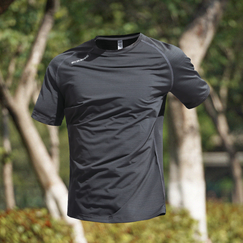 アイスシルク Tシャツメンズ夏薄手速乾半袖スポーツトップス新しい通気性半袖 Tシャツランニング服|undefined