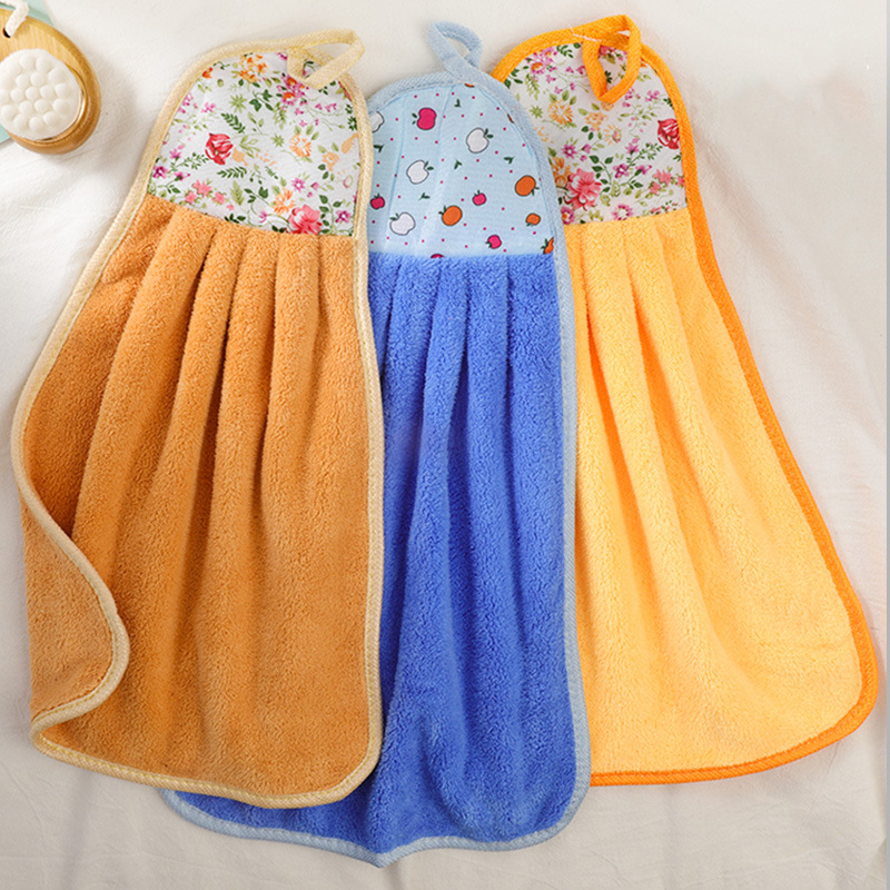 Hand towel hanging coral fleece towel kitchen household lazy hand towel thickened absorbent logo hand towel