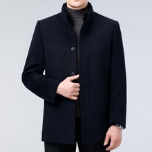 高端双面羊绒大衣中年爸爸装羊毛呢水貂毛领可拆内胆风衣男装外套