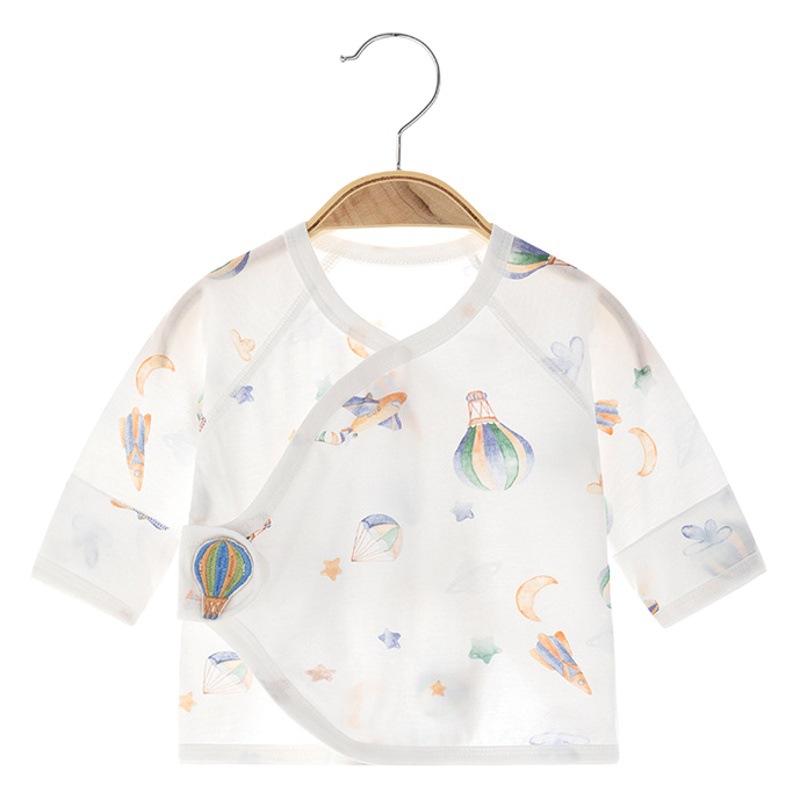 Newborn Baby Half-back Summer Boneless Pure Cotton Ultra-thin Newborn Pajamas Full Moon Monk Clothes Baby Top Air Conditioning