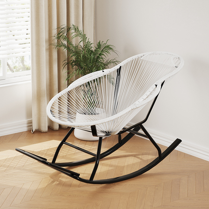Silla mecedora Nido de Pájaro (Marco H)-Blanco