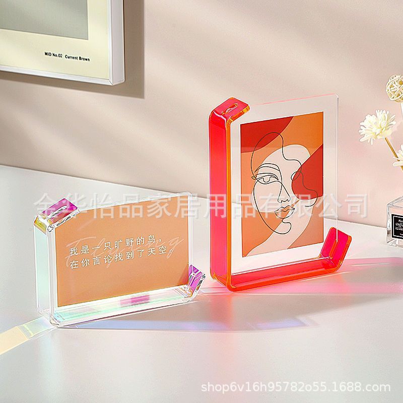 Double-Sided Transparent Acrylic L-Shaped Photo Frame Display Stand 6inch 7inch High-End Light Luxury Photo Frame Display Stand Wholesale