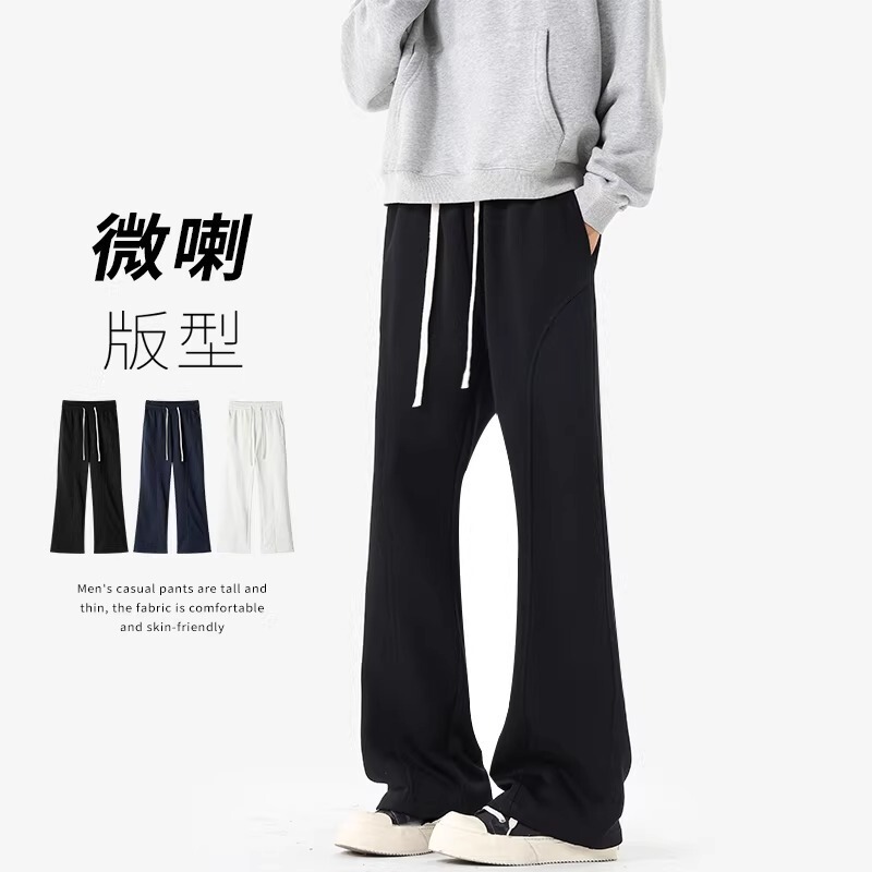 American-style black sweatpants for men, loose straight-leg, slightly flared, curved cut casual pants, youth trousers, sports pants, 2026 new model American-style black sweatpants for men, loose straight-leg, slightly flared, curved cut casual pants, youth trousers, sports pants, 2026 new model