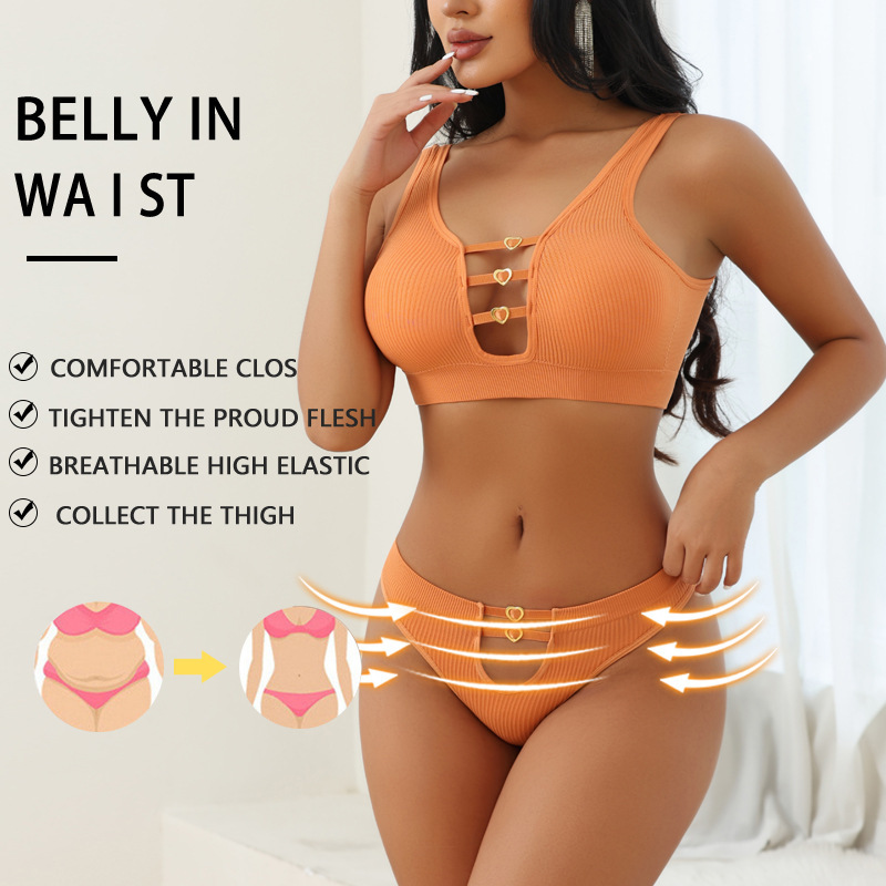 Foreign Trade Europe and America Hollow Sexy Seamless Underwear suit Women Gather Bra Vest Sports Breathable Top suit Women