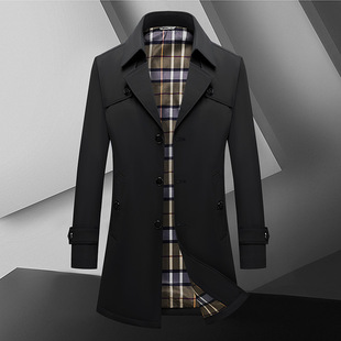 2025 Spring New Men's Plus Large Size Long Business Casual Dress Collar Coat Jacket