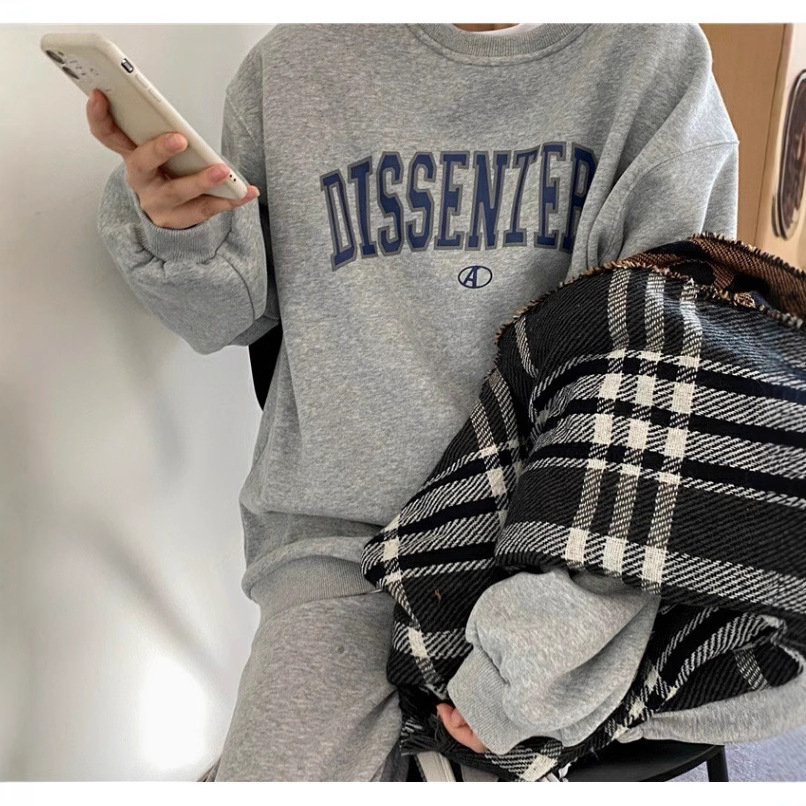 Sudadera fina para mujer, otoño 2025, nuevo estilo coreano, cuello redondo, estampado de letras, holgada, chaqueta informal para estudiantes, ropa de moda para mujer
