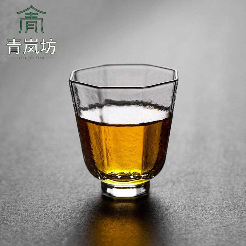 일본식 망치 무늬 고붕규산염 투명 유리 티컵 마스터 컵 쿵푸 작은 티컵 고온 방지 유리 컵