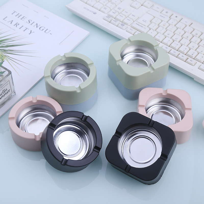 (2개) 대용량 재떨이 홈 레스토랑 KTV 인터넷 카페 재떨이 두꺼운 라운드 스퀘어 플라스틱 틴플레이트 담배 컵