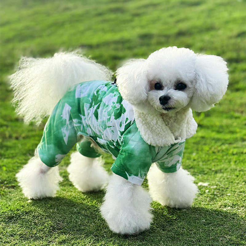 슈나우저 포메라니안 두꺼운 따뜻한 다용도 다운 재킷 애완견 옷 겨울 다운 블랙 코튼 재킷