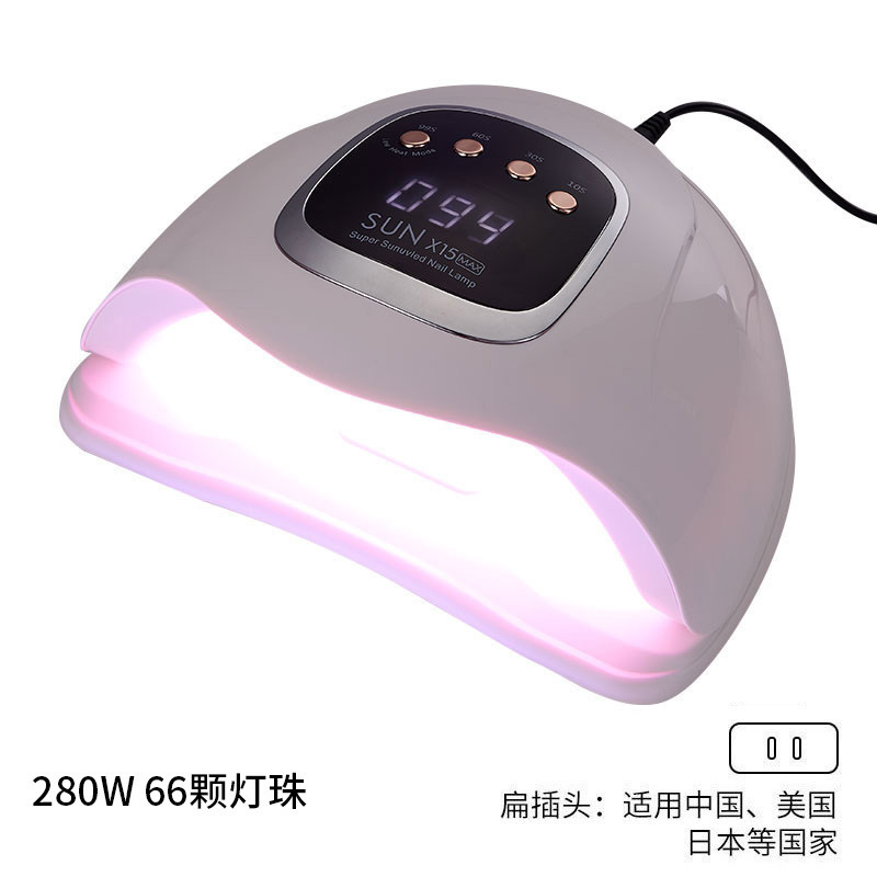 Lámpara de uñas de alta potencia de 280W, temporizador UV, lámpara de fototerapia inteligente, luz roja, secador de uñas de secado rápido, transfronterizo