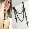 Accessory, earrings, fashionable ear clips, chain with tassels, European style, punk style