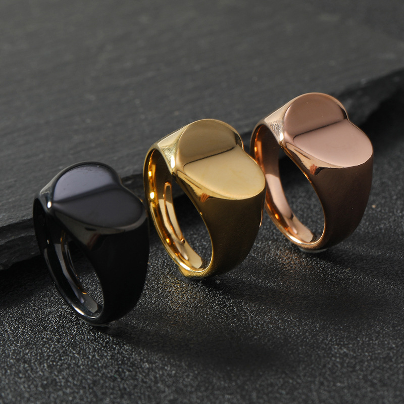 18K Real Gold Plated Plating Material Rings Classification Retro Punk Solid Color 304 Stainless Steel Plating Men's Rings Punk Rings