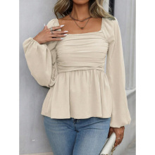 E 40763 Square Neck Ruched Shirt ������������羳����ͨ