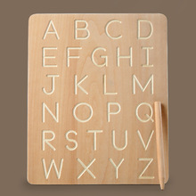 木制數字字母形狀盲寫板兒童早教益智控筆訓練筆畫順序寫字練習板