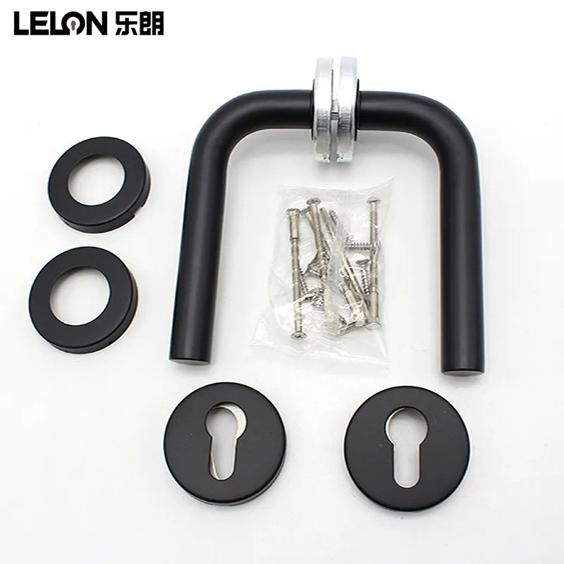 Manija de puerta de un solo codo de acero inoxidable 304 Manija de cerradura ignífuga estándar europea Manija de puerta de madera de baño de dormitorio universal