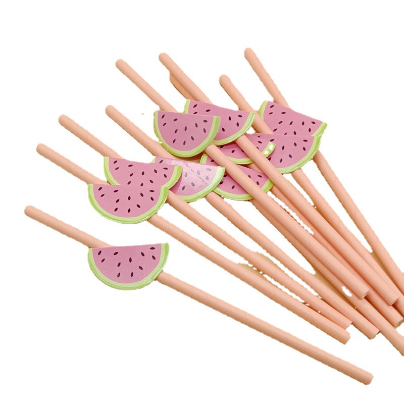 Paja de papel degradable desechable fruta creativa paja de fresa decoración para hornear pastel plug-in leche té paja
