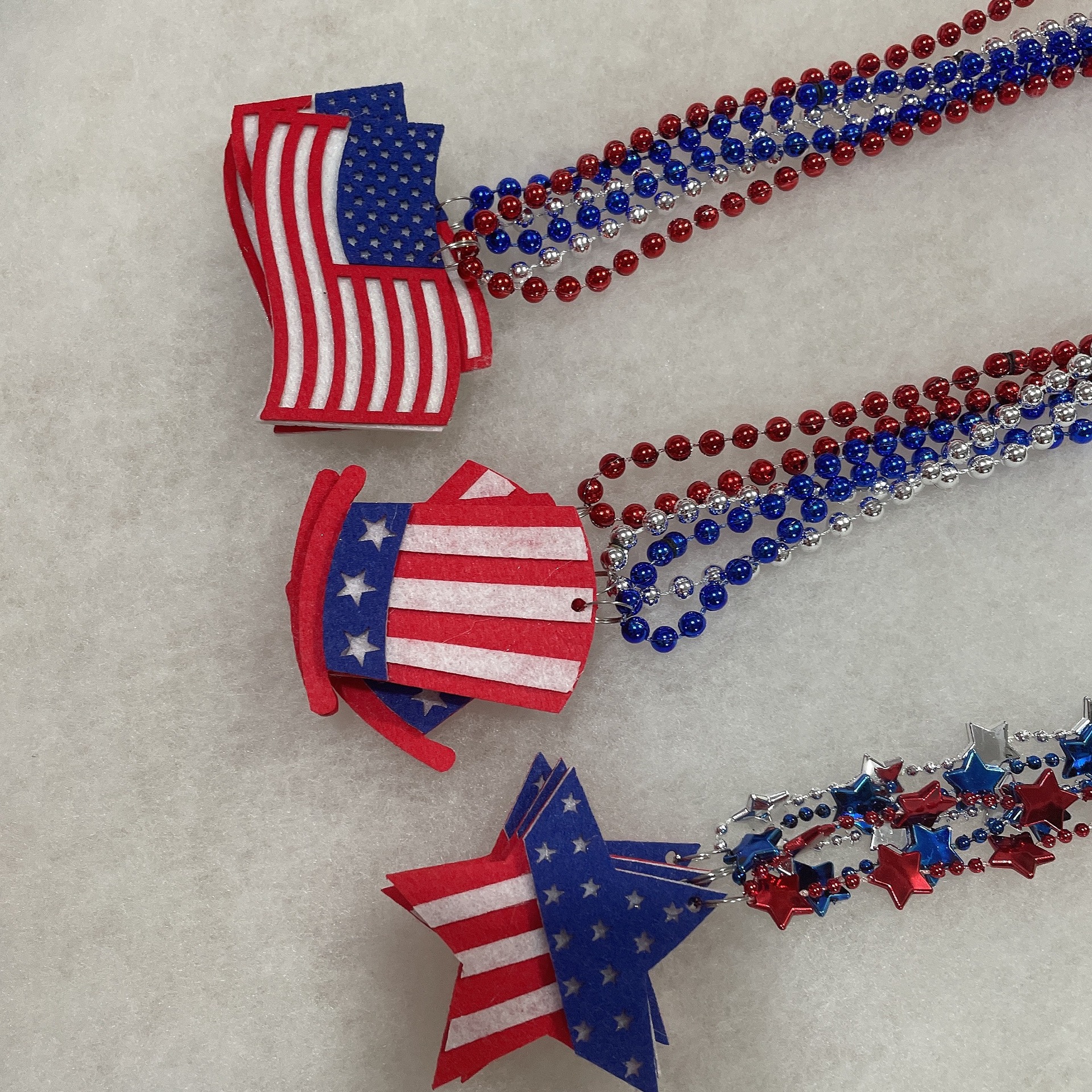 Día Nacional Americano Día DE LA Independencia collar de Carnaval Bandera Nacional cinco estrellas sombrero colgante collar July4 europeo y americano Venta caliente transfronteriza