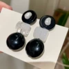 Black earrings from pearl, silver 925 sample