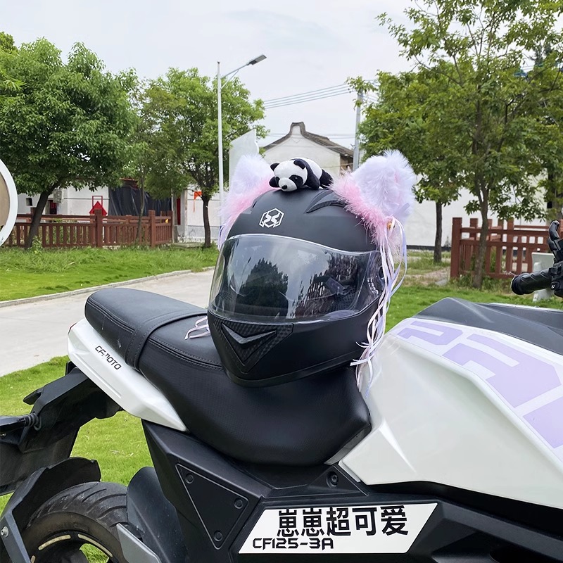 Motorcycle Helmet Decoration Personalized Accessories Tassel Colorful Fluff Cat Ear Detachable